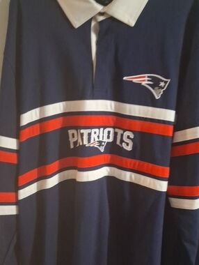 Tommy Hilfiger Navy Blue Red White New England Patriots Long Sleeve Shirt